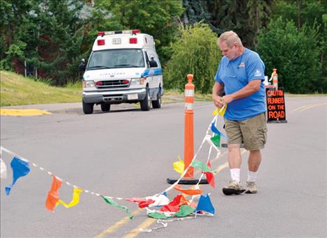 Race volunteer Ray Frey  has helped with the Buffalo Run since it  began 33 years ago. 