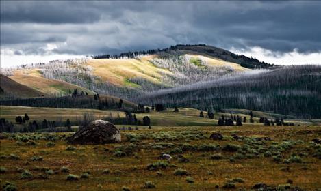 Joe Weydt’s photo of the Yellowstone burn is part of the artwork produced by the Killdeer Artisans Guild of Arlee. The guild will soon have a presentation in Missoula. 