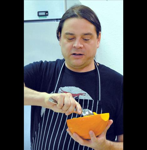 Sioux Chef Shawn Sherman demonstrates Native American style cooking