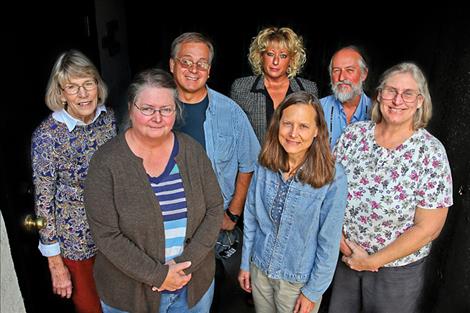 GPCF members and grant recipients from left are Penny Jarecki, President Greater Polson Community Foundation; Pam O’Mara, Dayton-Proctor Park Association; Tom McDonald, Mission Valley Mariners; Dawn Veteto, Onward & Upward; Robin Steinkraus, Flathead Lakers; Frank Tyro, Flathead Lake International Cinemafest; Sue Ball, Sandpiper Art Gallery. Behind the camera: Ali Bronsdon, Mission Valley Aquatics.