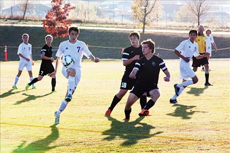 Polson boys soccer player Mike Mercer stops the ball during a game played at home last week.