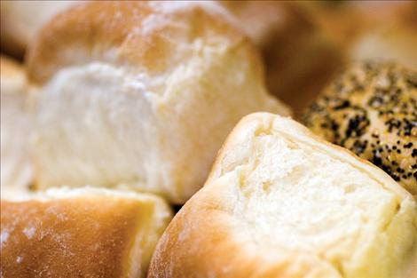 Fresh-baked rolls await diners at the 2011 Ronan community Thanksgiving dinner.