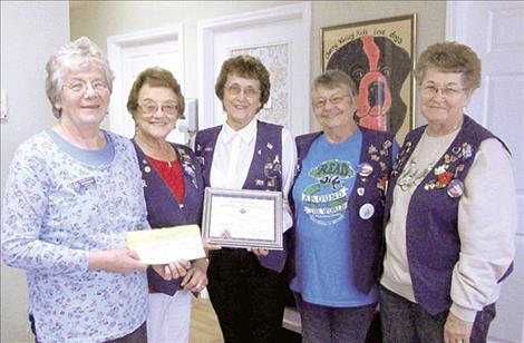 Pictured from left: Jill Simpson, Director of MVAS; Jessie Merwin; Margaret Fay, President; Helen Sorenson and Peggy Cote-Smith, of the VFW Auxiliary.
