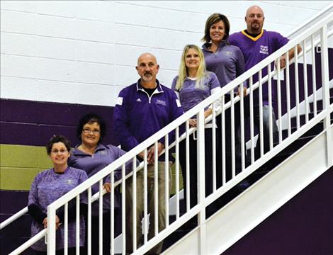 Polson Booster Club members from left are: Pam Carruth, Shelley Croft, Jay Sampson, Kelley Druyvestein, Lisa Slama and Nate Lundeen gather for a meeting.