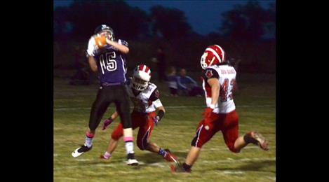 Charlo Viking Stetson Stipe leaps for a touchdown pass in a previous home game during the regular season