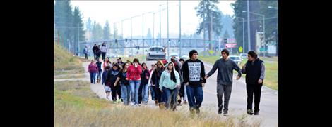 Two Eagle River students participate in a walk to bring awareness to issues related to drug and alcohol abuse.