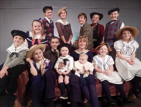 n this photo, reading from laugh to riot, the fabulous and numerous Gilbreth family, features David DiGiallonardo, Taylor Holm, Kenton Sisler, Olivia Hewston, Danny DiGiallonardo, Sophie Sisler, and Kellen Norman. Front row: Kaycee Norman, Bob DiGiallonardo (Father), Rivers Lewing, Jeanie Siragusa (Mother), Miles Lewing (baby), Lily Strong, and Lauren Collinge.