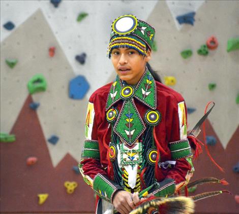 Ardon McDonald takes a break from teaching chicken dance and prepares students for a round dance. 