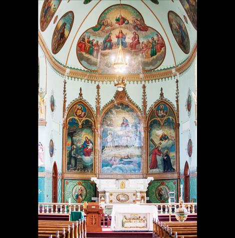 Frescoes inside the historic church date back to 1901.