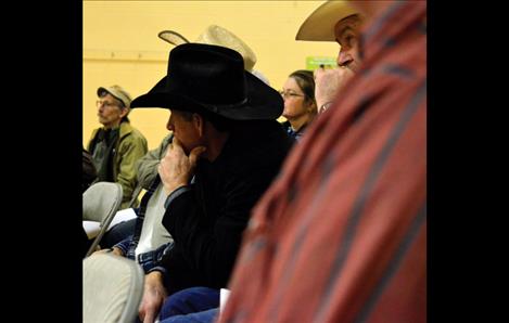 Community members listen to water information from the Flathead Indian Irrigation Project.