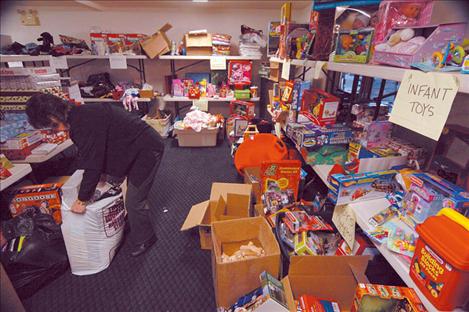 Santa’s toy shop has nothing on Share the Spirit when vounteers start assembling groups of gifts as in this picture from 2010.