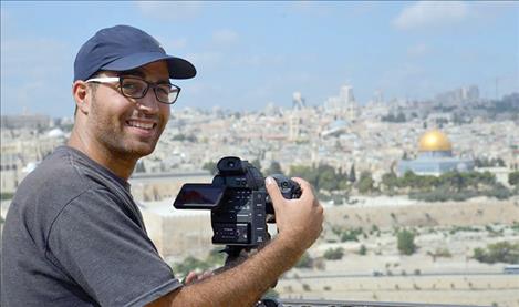 Elias Nawawieh filming in Jerusalem.