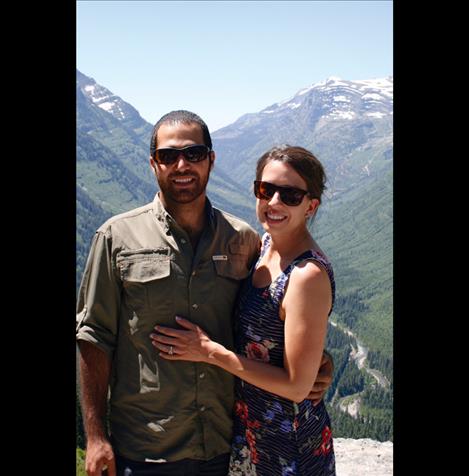 lias Nawawieh with his wife Katie Rowold in Glacier National Park.