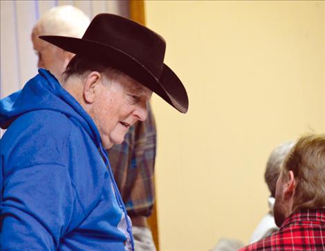 John Payne visits with diners at the “Soup’s On” fundraiser held at the Elks Club Saturday.