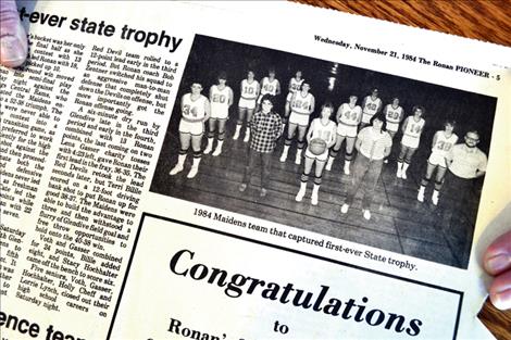 Lena (Gasser) Baertsch still has the Ronan Pioneer newspaper clipping from 1984.