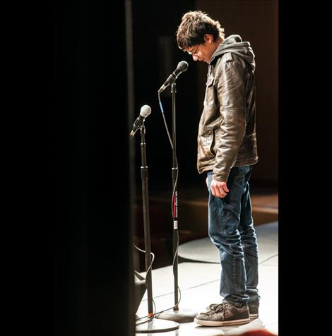 David Castillo, third-place finisher, concentrates during his third round of words.