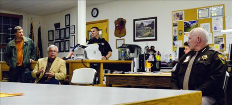 Karen Peterson/Valley Journal Lake County Commissioner Bill Barron and Sheriff Don Bell discuss separating 911 dispatch from the Sheriff’s Office.