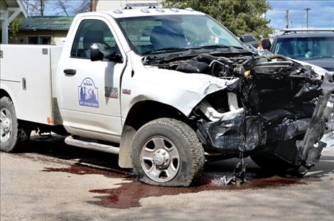 A City of Ronan vehicle driven by fire chief Mark Clary was struck by a car Tuesday on Buchanan Street and 4th Avenue.