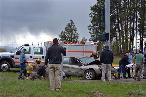 A speeding driver lost control of his car Wednesday, April 13, and slammed into a pole supporting the traffic signal at Courville Trail and Highway 93 in Pablo.