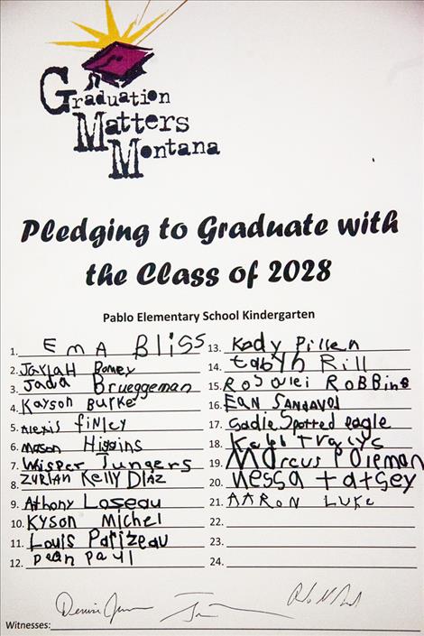 Students sign a pledge promising to graduate.
