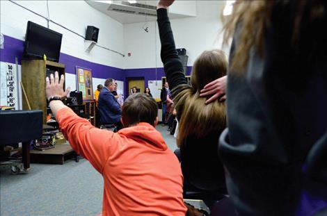 Students ask the senator questions about anything that interests them.