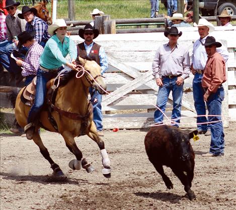 Nichole Lake competes in breakaway roping.