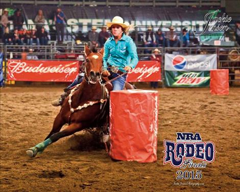 Abby Knight rounds the barrel during last year's College National Finals Rodeo.