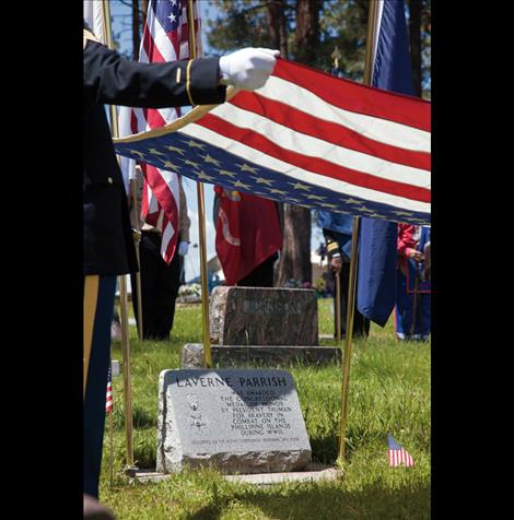 Memorial Day services honoring LaVerne Parrish, WWII Medal of Honor recipient, at Ronan Cemetery