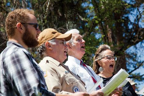 Tom Needham sings during the Memorial Day service at Ronan Cemetery.