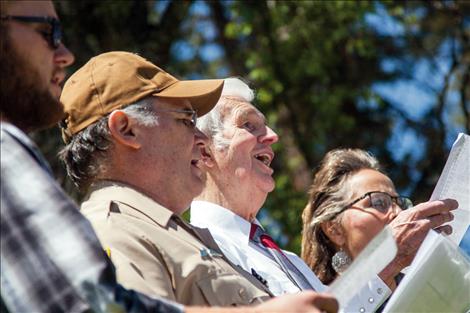 Tom Needham sings during the Memorial Day service at Ronan Cemetery.