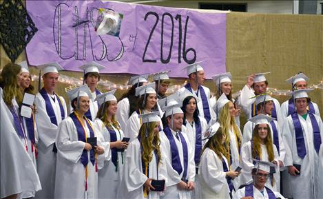 One cap flies at the end of Charlo's graduation ceremony.