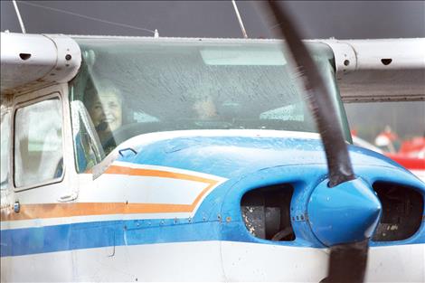 Lorene Pollock taxis toward the Ronan runway. 