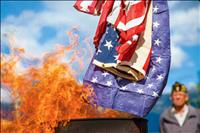 Tattered stars, stripes retired by fire