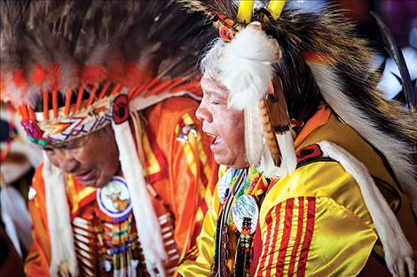 Pat and Alan Pierre sing and drum for their drumming group Bear Spirit.