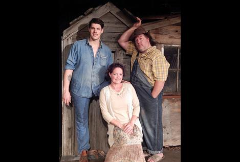 The Port Polson Players current production of “Shadows on Oak Island” features, from left, Jake Durglo, Kara Bishop and Dana Grant.
