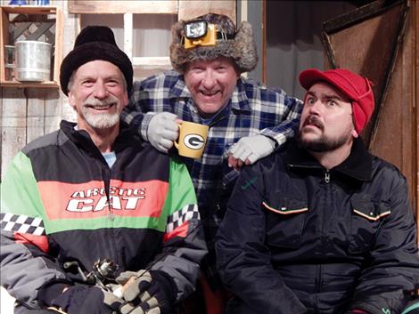 Polson’s Bob Mazurek, center, appears as Ernie the Moocher in the Port Polson Players musical comedy “Guys on Ice.” Players producer Neal Lewing, left, rounds out the cast as Lloyd along with Missoula guest artist, Matt Loehrke, appearing as Marvin. The show can be seen at Polson’s Beautiful Log Theatre on the Lake, now through Aug. 28. Wednesday through Saturday curtain time is at 8 p.m. with Sunday matinees at 2 p.m. Tickets are $18 for adults and $17 for senior citizens or students. Go to PortPolsonPlayers.com or call (406) 883-9212 for “Guys on Ice,” which coincidentally marks the Players’ 300th production.