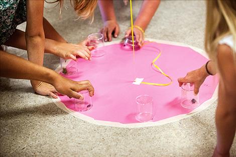 Competitors  use plastic cups to keep bugs  from starting early.
