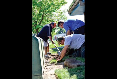 School administrators put new sod near the elementary school walkway.