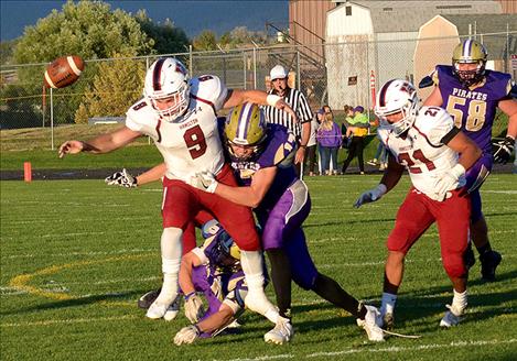 Walter Wood forces a Broncs fumble, recovered by Pirate Cameron Brown.