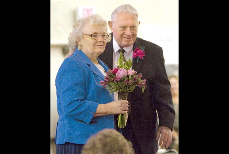 Gene Leafty and his fiancee, Gladys Olson of Ronan, were the oldest engaged couple to attend the bridal fair. Still young at heart, the couple re-enacted Gene’s Christmas Day proposal when he dropped to one knee before his sweetheart on the red carpet catwalk after the tux show. The couple has planned a May 25 wedding.