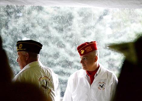 Rain falls throughout the Benghazi Memorial Ceremony Sept. 11 in Bigfork.
