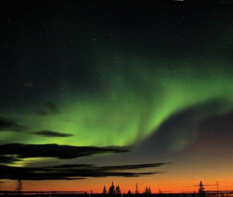 The aurora borealis, or Northern Lights, near Churchill boasts vivid colors. 