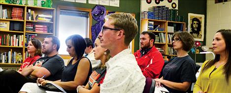 Teachers gather in Arlee to discuss a variety of school topics with Anna Baldwin, Montana’s Department of Education Classroom Teaching Ambassador Fellow.