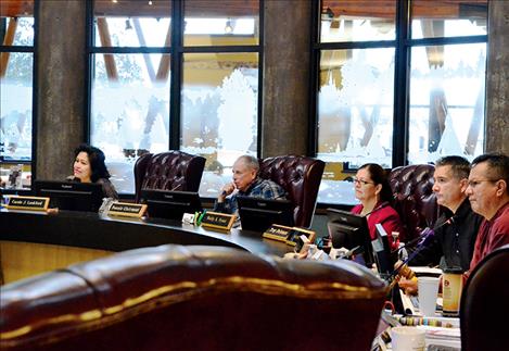 Confederated Salish and Kootenai Tribal Council members listen to the students.