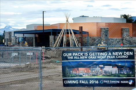 Construction continues in the parking lot adjacent to the smaller, older casino.