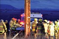 Emergency crews work to free crash victim