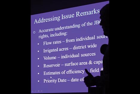 Representatives from Applied Water Consulting company presented water rights adjudication information at the Last FJBC meeting.