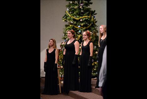 Vocalists in Polson High School’s 16-member Connection group perform on Sunday.