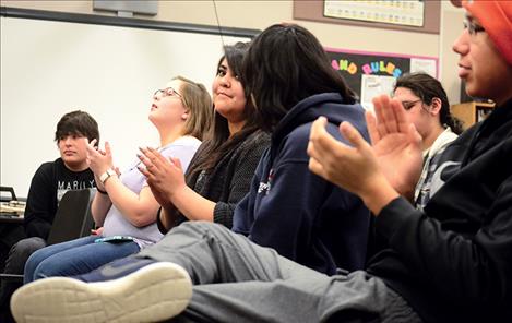 Ronan students clap out samba beats.