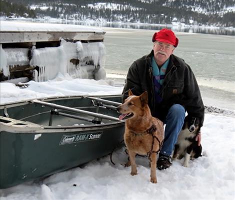 Bill Olson rescued Pita, a Red Heeler, after she fell into the frigid water in Indian Bay on the west shore of Flathead Lake Wednesday morning.